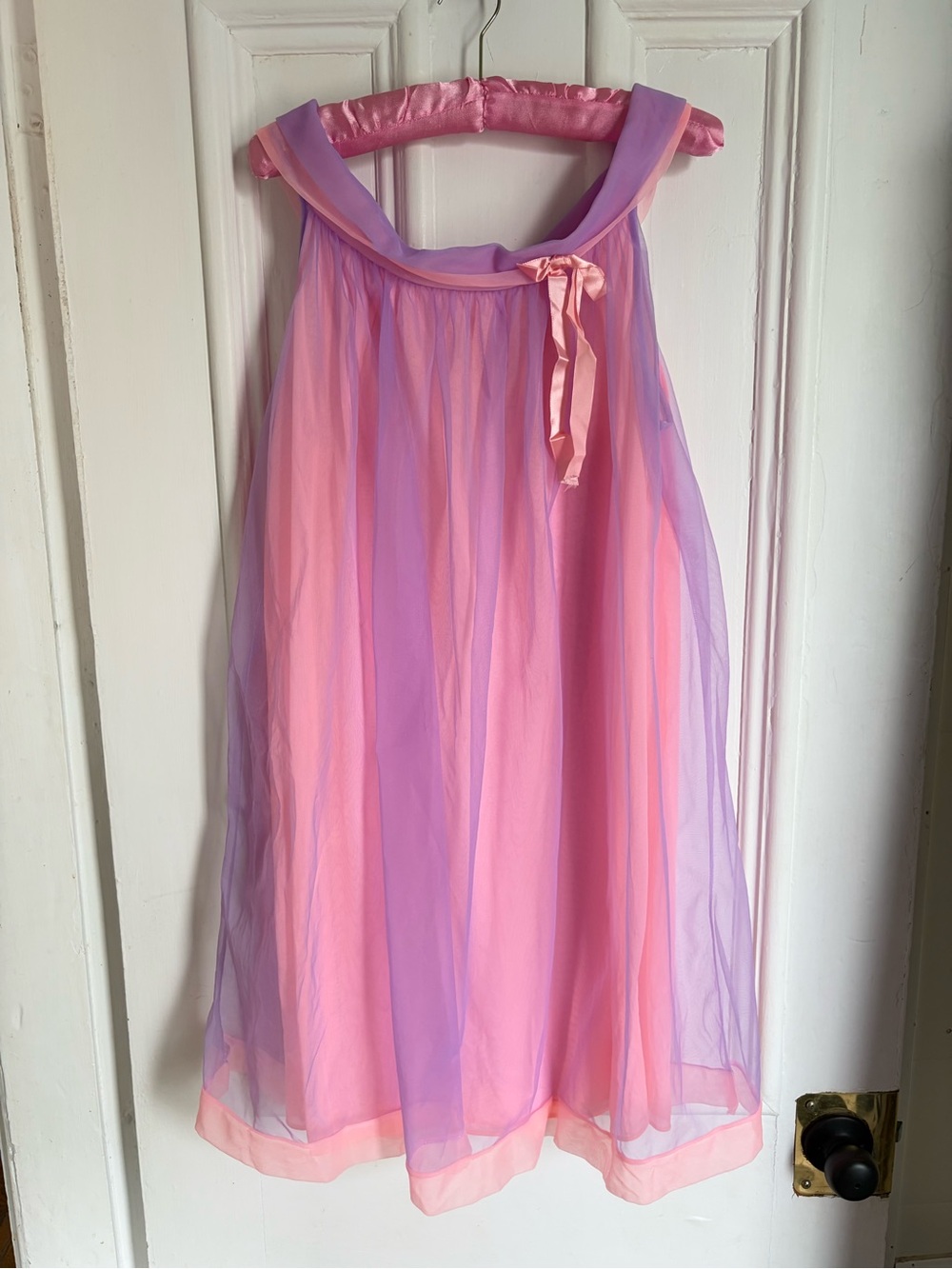 Vintage 1960’s Nylon Pink and Purple Babydoll Nylon Nightgown